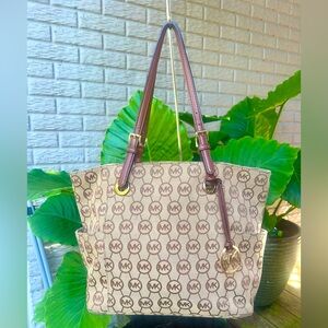 Michael Michael Kors Canvas Leather Trim Tote